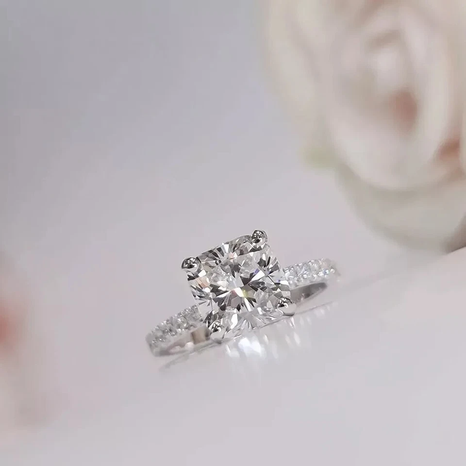 Anillo certificado 2,5 quilates natural VS1/diamante blanco plata de ley 925 joyería para mujer Foto 1 de 4