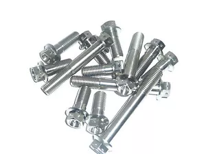 M8 x 50mm LONG TITANIUM FLANGED HEX CROSS DRILL BOLT RACE SPEC LOCK WIRE GRADE 5 - Picture 1 of 30