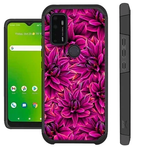 FUSION Case For Cricket Dream/Radiant Max 5G Phone PURPLE BLOSSOM FLOWER - Picture 1 of 4