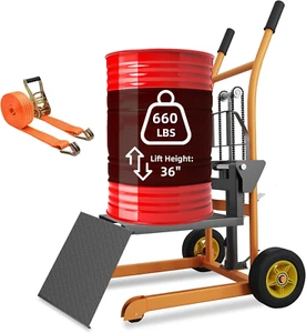 Hydraulic Material Lift Pallet Truck 660 Lbs Manual Winch Stacker 36" Max Lift D - Picture 1 of 9