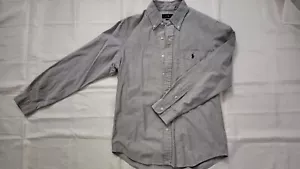NUOVA CAMICIA RALPH LAUREN UOMO VESTIBILITÀ CLASSICA ABBOTTONATA MANICA LUNGA GRIGIA TAGLIA M - Foto 1 di 3
