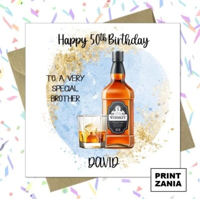 PRINTZANIA Personalised Whiskey Birthday Card Grandad Step Dad Uncle Brother Son Friend BCP