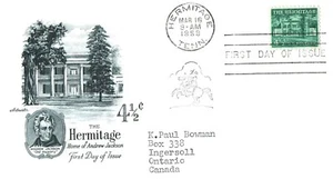 USA FDC - 1959 - 4 1/2c Regular Issue The Hermitage, Scott # 1037 Artmaster - Picture 1 of 1