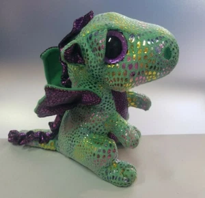 Ty Beanie Boos CINDER Dragon 6" Beanbag Plush Stuffed Toy w/ Glitter Eyes EUC - Picture 1 of 7