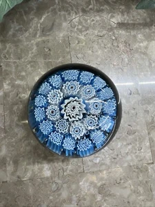 MURANO MILLEFIORI multicolor rare ITALIAN ART GLASS PAPERWEIGHT 3x2.5" Vtg - Picture 1 of 7