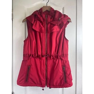 Elie Tahari Women's Red Zip Up Vest Removable Hood Polyester Size M - Picture 1 of 12