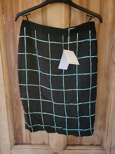 Hugo Boss Black Dress with Green/White Stripe Squares, UK 8 - RRP £210 - Picture 1 of 4