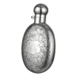 ANTIQUE - Solid Sterling Silver - HIP FLASK - Robert Harper - Chester 1899 - Picture 1 of 3