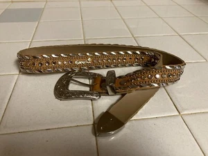 Kippys Cowgirl Belt Tan Belt W/ Swarovski Crystals Size 34 Big Kippys Buckle  - Picture 1 of 20