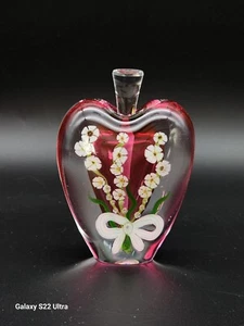 ZELLIQUE STUDIO 1998 ART GLASS HEART & FLOWER PERFUME BOTTLE SIGNED JOSEPH MOREL - Picture 1 of 8