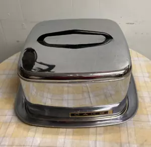 Vtg MCM Lincoln Beautyware Square Covered Cake Serving Carrier Chrome - Picture 1 of 6