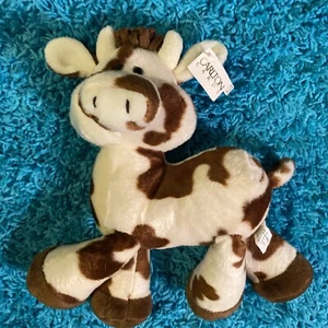 NEW Carlton Cards Plush Brown Cow VINTAGE Stuffed Animal Soft 12" Bean Hoofs NWT - Picture 1 of 16