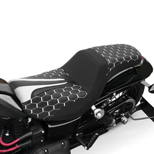 Asiento de pasajero conductor negro+blanco apto para Harley Dyna Super Glide Fat Bob 06-17 - Imagen 1 de 11
