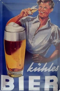 Blechschild Schild 20x30 cm - kühles Bier Werbung vintage retro trinken - Bild 1 von 1