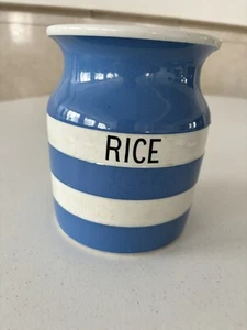 TG Green Cornishware Canister w/ Lid Blue White Black Mark 60s Large K6 - Picture 1 of 17