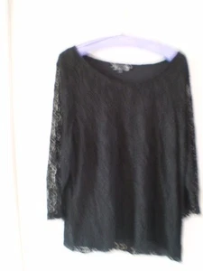 Ladies Black Lace Scooped Neck Blouse Size 28 by Joanne Hope. - Picture 1 of 9