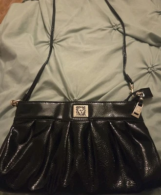 Bolso de Mano Anne Klein Vintage Negro Dorado Acentos Como Nuevo  Foto 1 de 4