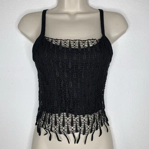Hyper Fem French BLACK LACE DROPLETS Tank Top Blouse BELLE AMIE Beach Club Cross - Picture 1 of 5