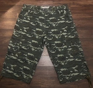 Pantalones Cortos Carga Rocawear De Colección Para Hombres 40 Verde Camuflaje Militar Paracaidista Rap Patinador - Imagen 1 de 12