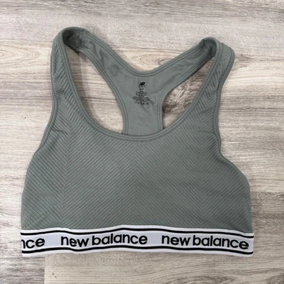 New Balance Ribbed Racerback Sports Bra Women's XL Green Athletic Workout - Image 1 of 3