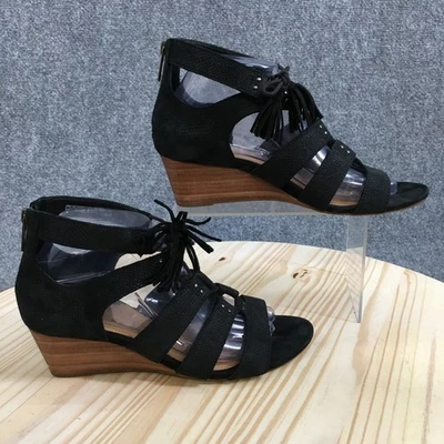 Ugg Sandals Womens 8.5 Eirene Gladiator Black Leather Tasseled Wedge F20016L - Image 1 of 4