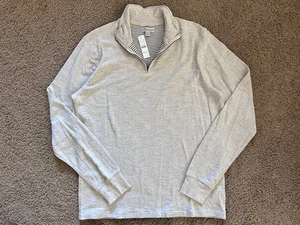 Taglia XL Alta - J. Maglione Crew Knit Goods quarto zip ventilato a righe grigio nuovo - Foto 1 di 7