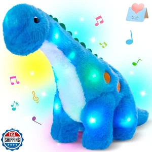 Houwsbaby 14" Blue Musical LED Dinosaur Stuffed Animal Floppy Diplodocus Plus - Picture 1 of 5