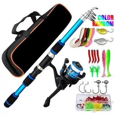 NEW Carbon Fiber Telescopic Fishing Rod Pole Reel Combo Sea Saltwater Freshwater - Image 1 of 4