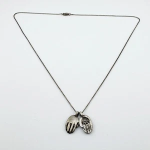 925 Sterling Silber Halskette spiritueller Handanhänger graviertes Auge Boho - Bild 1 von 10