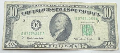 1950 Vintage $10 Federal Reserve Note - Richmond - E - Ten Dollar Bill - Image 1 of 2