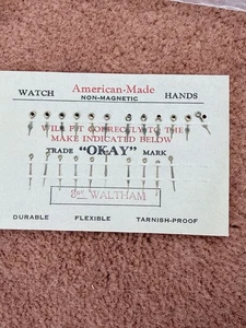 American Made Uhrenzeiger Waltham vom Uhrmacherwerkzeug Teil eines Postens Waltham1 - Bild 1 von 3