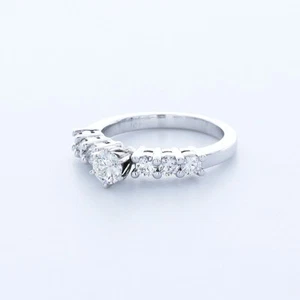 1.3 CTW NATURAL DIAMOND E/SI1 ROUND CUT 14K WHITE GOLD PRONG VINTAGE ACCENT RING - Picture 1 of 3