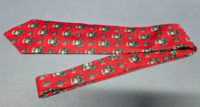 Stafford рождественский галстук красный Рождество серебряные колокольчики узор шелк сделано в США - Изображение 1 из 4