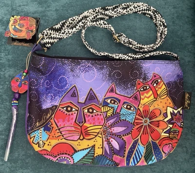 Laurel Burch Laurels Garden Crossbody Shoulder Bag LB5843 Cats Purple BRAND NEW! - Image 1 of 4