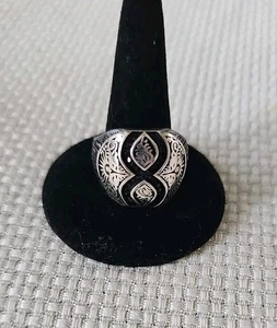 Turkish Handmade Rhinestone Sterling Silver Ring: Ottoman Style Sz 10 - Picture 1 of 5