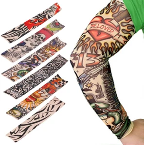 Tattoo Cooling Arm Sleeves Temporary Body Cover Up Sun Protection STRETCHABLE - Picture 1 of 11
