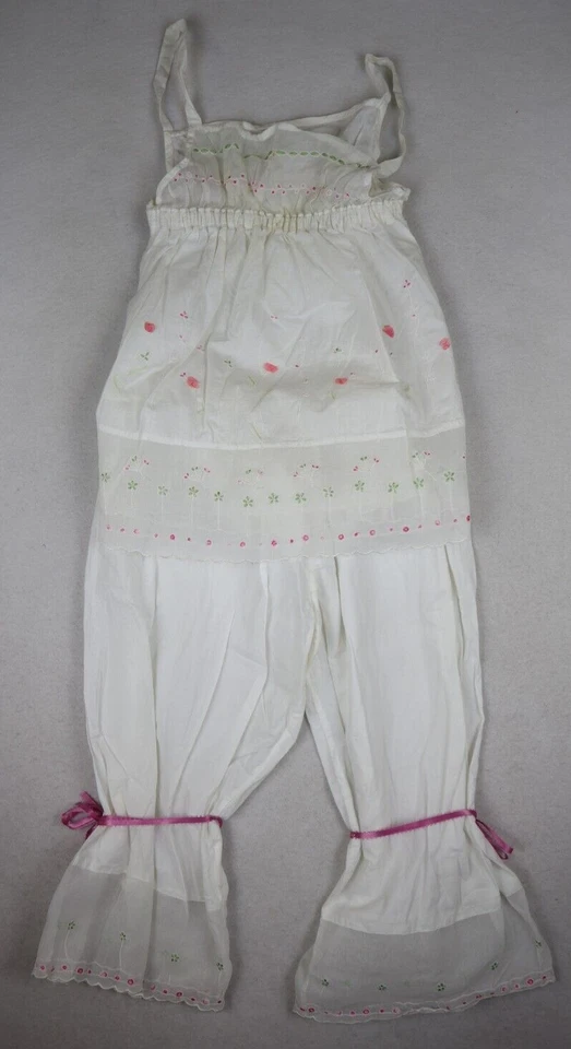 ВИНТАЖНЫЙ ДЕВОЧКИ БЕЛЫЙ ХЛОПОК МАЙКА И BLOOMER БРЮКИ КОМПЛЕКТ - СМ. ФОТОГРАФИИ - Изображение 1 из 4