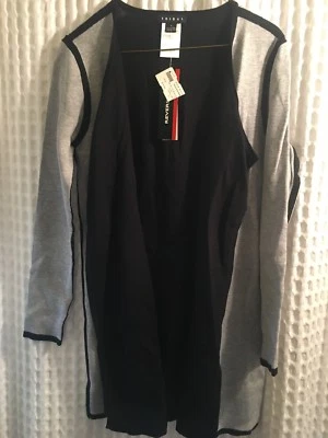 Tribal Fashion Women’s NWT Long Open Cardigan Duster Jacket Grey/Black SZ S - Imagem 1 de 4