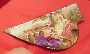 Vintage VIENNA ENAMEL PANEL CLOCK SOME DAMAGE 3 1/16 INCH x 1 1/2in ROMAN SCENE - Picture 1 of 8