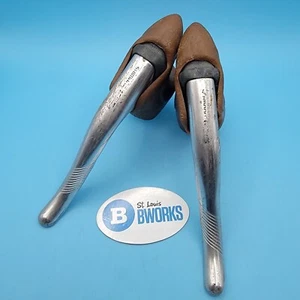 Shimano 105 BL-1051 Brake Levers Aero Silver w/ Brown Hoods Drop Bar Road j28 - Picture 1 of 6