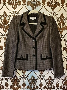 Jones Studio Separates Long Sleeve Brown/Black Jacket Blazer Career Women's 4 - Picture 1 of 7