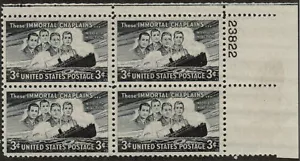 US USA Sc# 956 MNH FVF PLATE # BLOCK SS Dorchester Ship WWII Four Chaplains - Picture 1 of 1