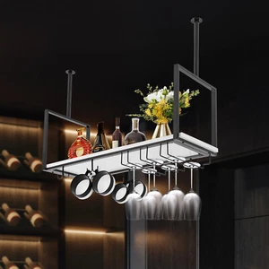 Metal Wine Rack Hanging Stemware Goblet Stand Ceiling Wine Glass Display Holder - Picture 1 of 21