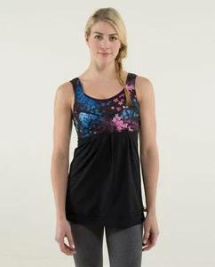 LULULEMON~PETAL POP~MULTI-FLORAL *RUN: TAME ME TANK* DRAWSTRING YOGA TANK TOP~6 - Picture 1 of 1