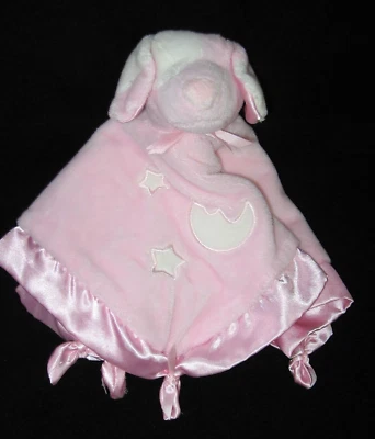 Manta de seguridad Douglas bebé cachorro perro Lovey rosa blanco estrellas cola de luna felpa Foto 1 de 4