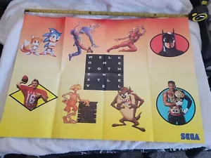 Sega Welcome To The Next Level Genesis Sonic Batman poster Insert Promo VTG - Picture 1 of 6