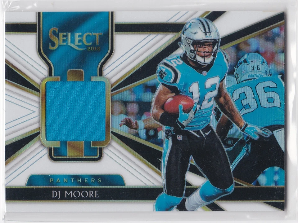 2018 Panini Select Swatches White Prizm #12 DJ Moore RC Rookie Card 65/149 - Image 1 of 2