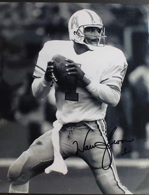 Warren Moon Houston Oilers HOF Washington Autographed 8x10 Signed B&W Photo JSA - Image 1 of 4