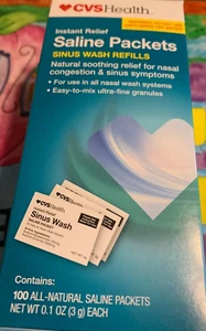 INSTANT SALINE SINUS WASH REFILLS CVS HEALTH CONTAINS 100 packets Exp 04/2027 - Picture 1 of 2