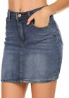 Chigant Womens Stretch High Waisted Short Mini Denim Skirt Jean Skirts(L-5XL)